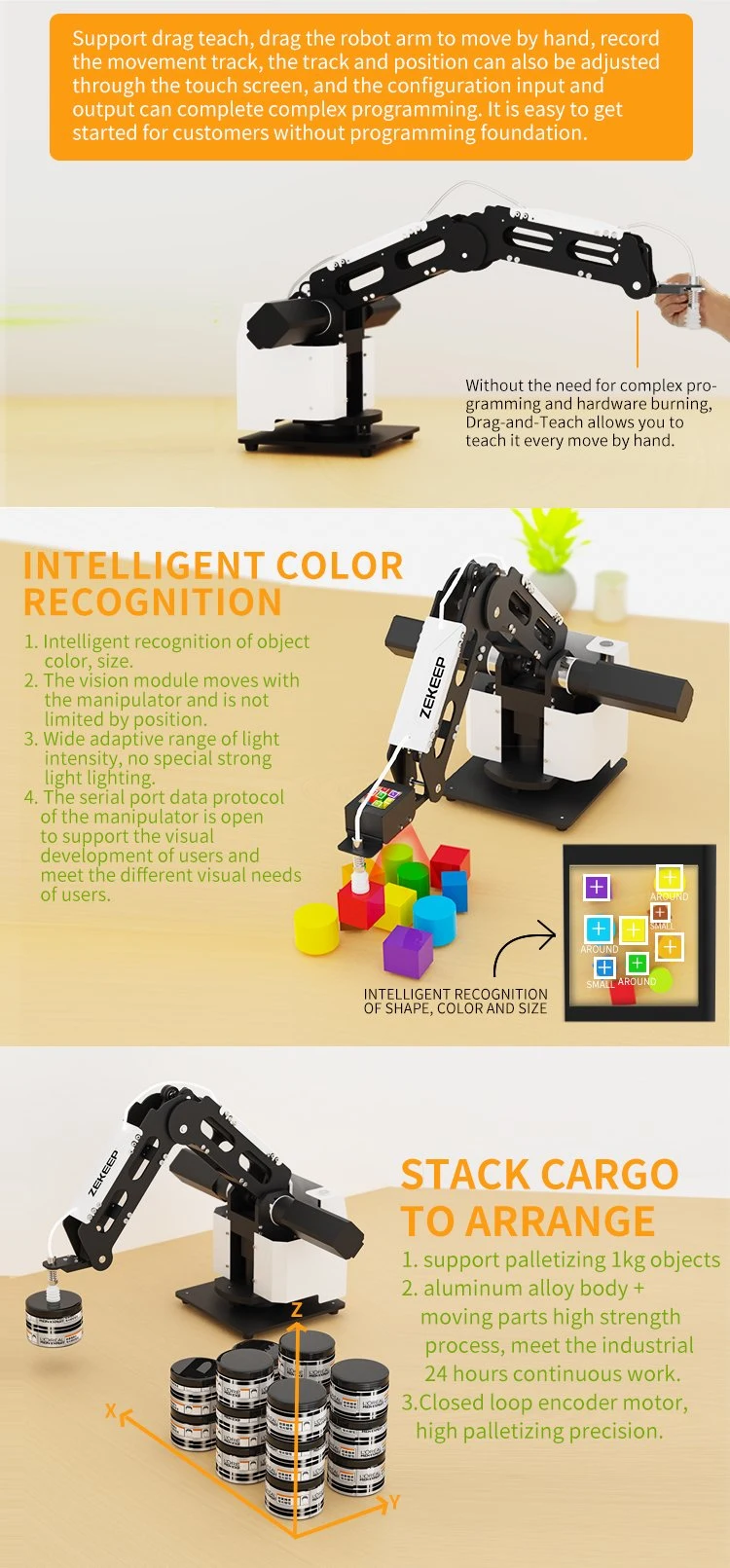 3042b a Fully Automatic Robotic Arm That Helps with Loading and Unloading in The Food Industry and Palletizing Products